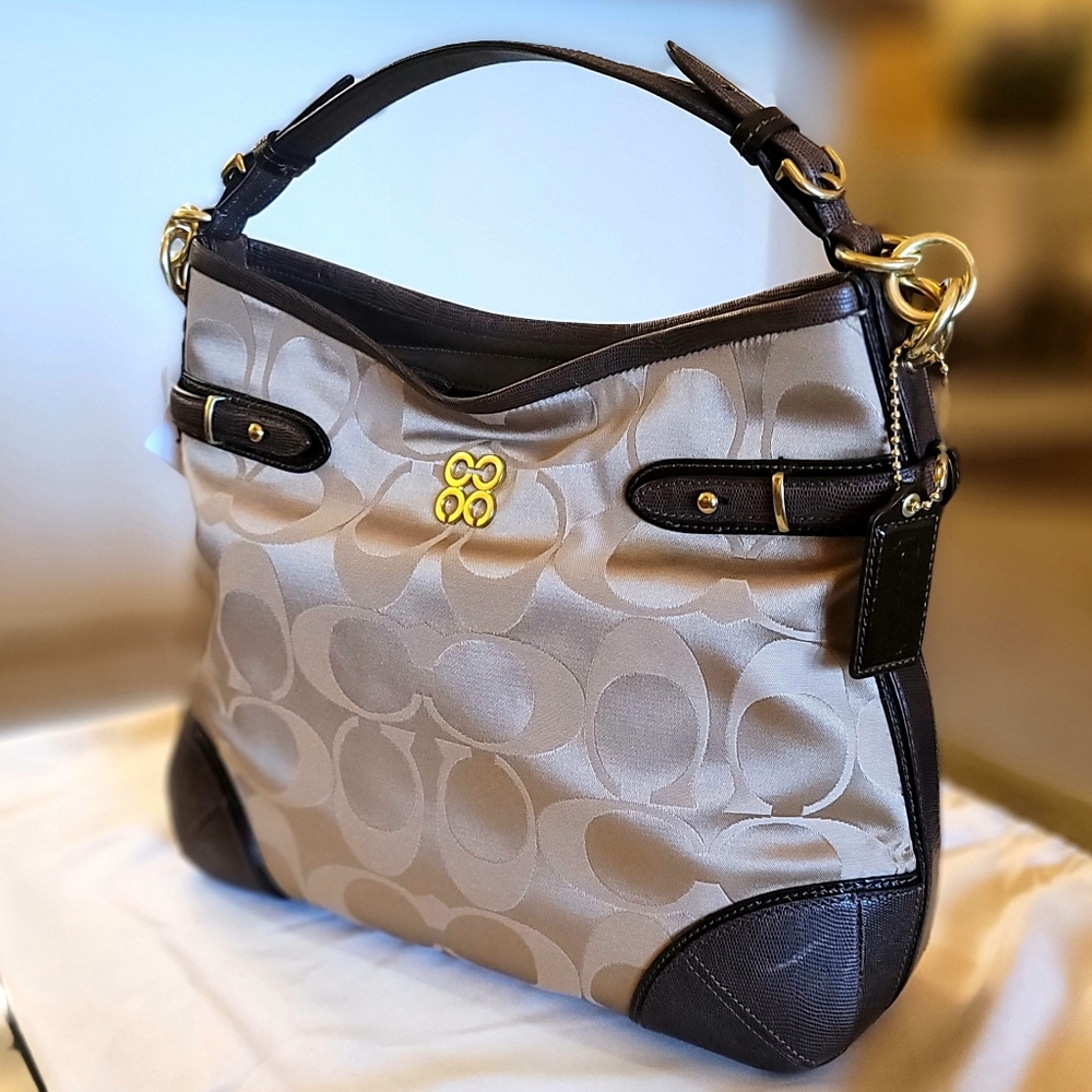 Coach "Colette" Signature Sateen Hobo Bag